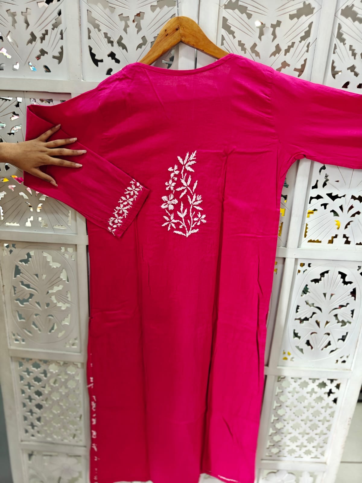 Chikankari cotton straight kurti
