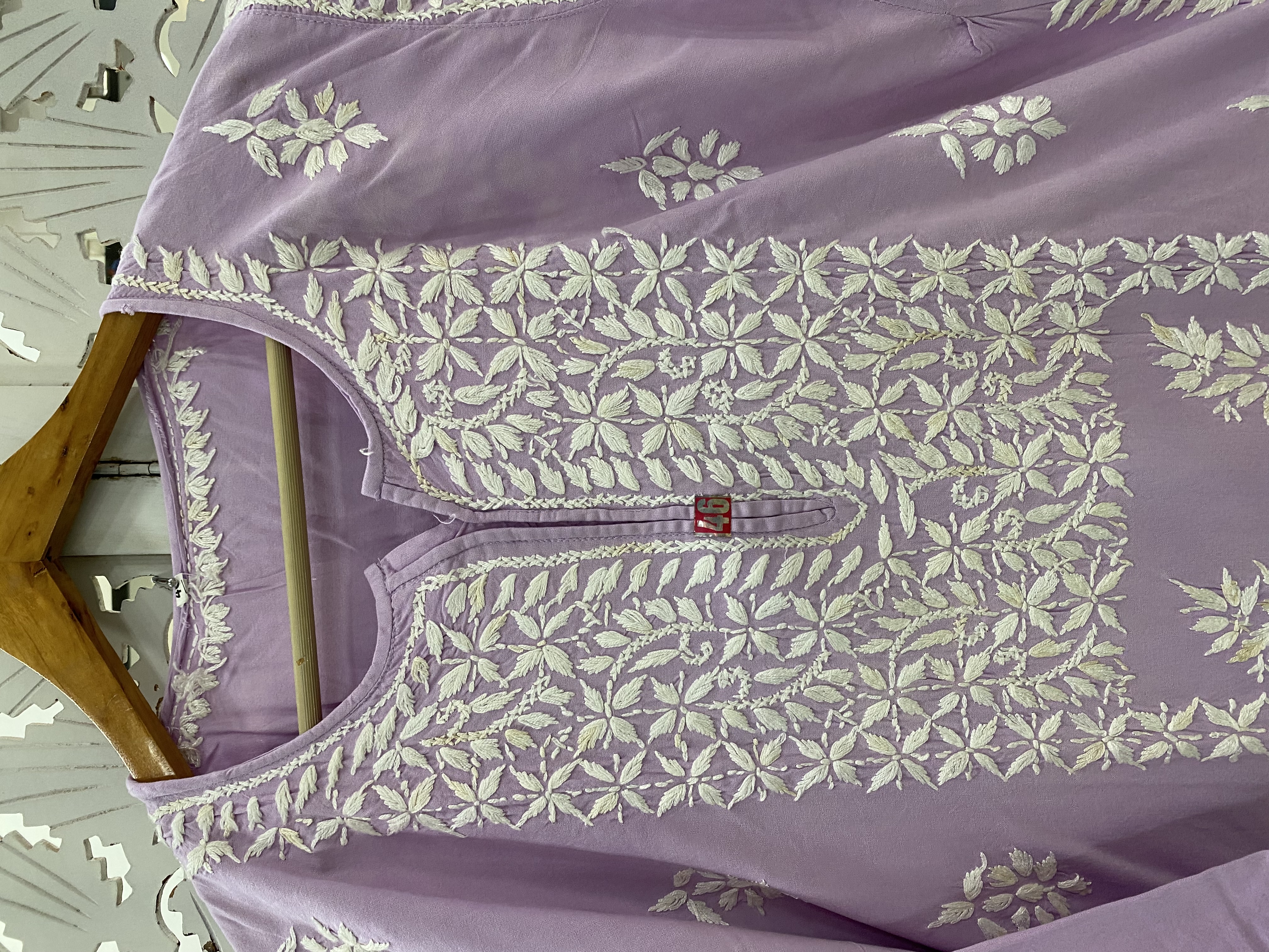 Chikankari rayon straight purple kurti